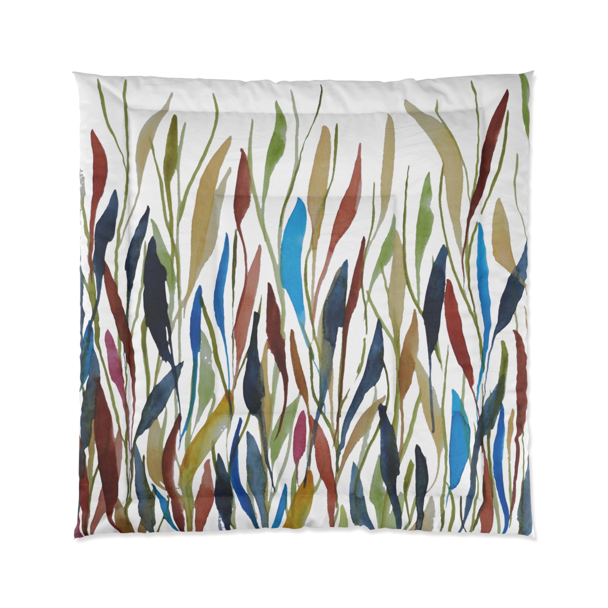 Modern Leaves Print on Comforter | Botanical Bedding | Abstract Foliage Design