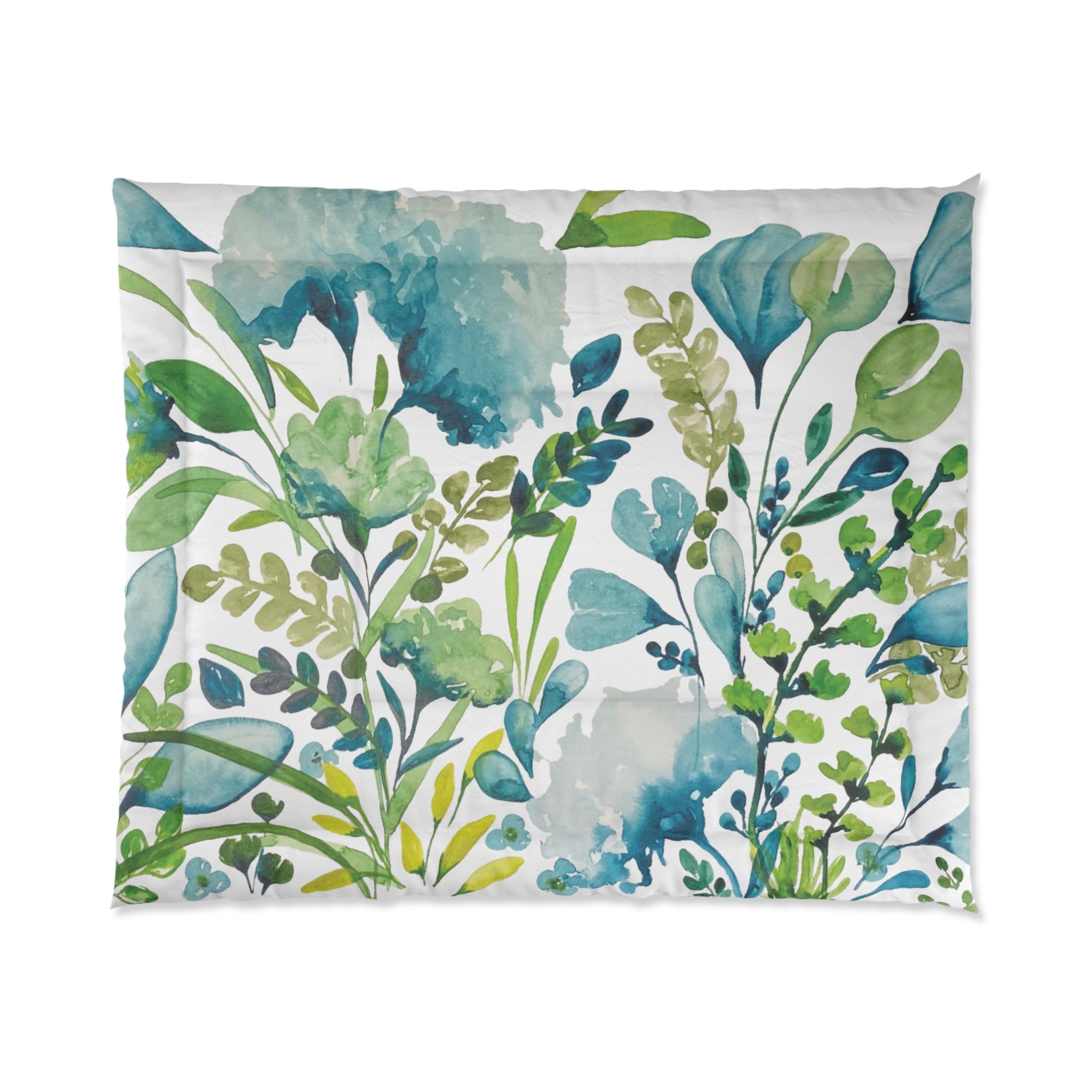 Emerald Green & Turquoise Floral Print on Comforter