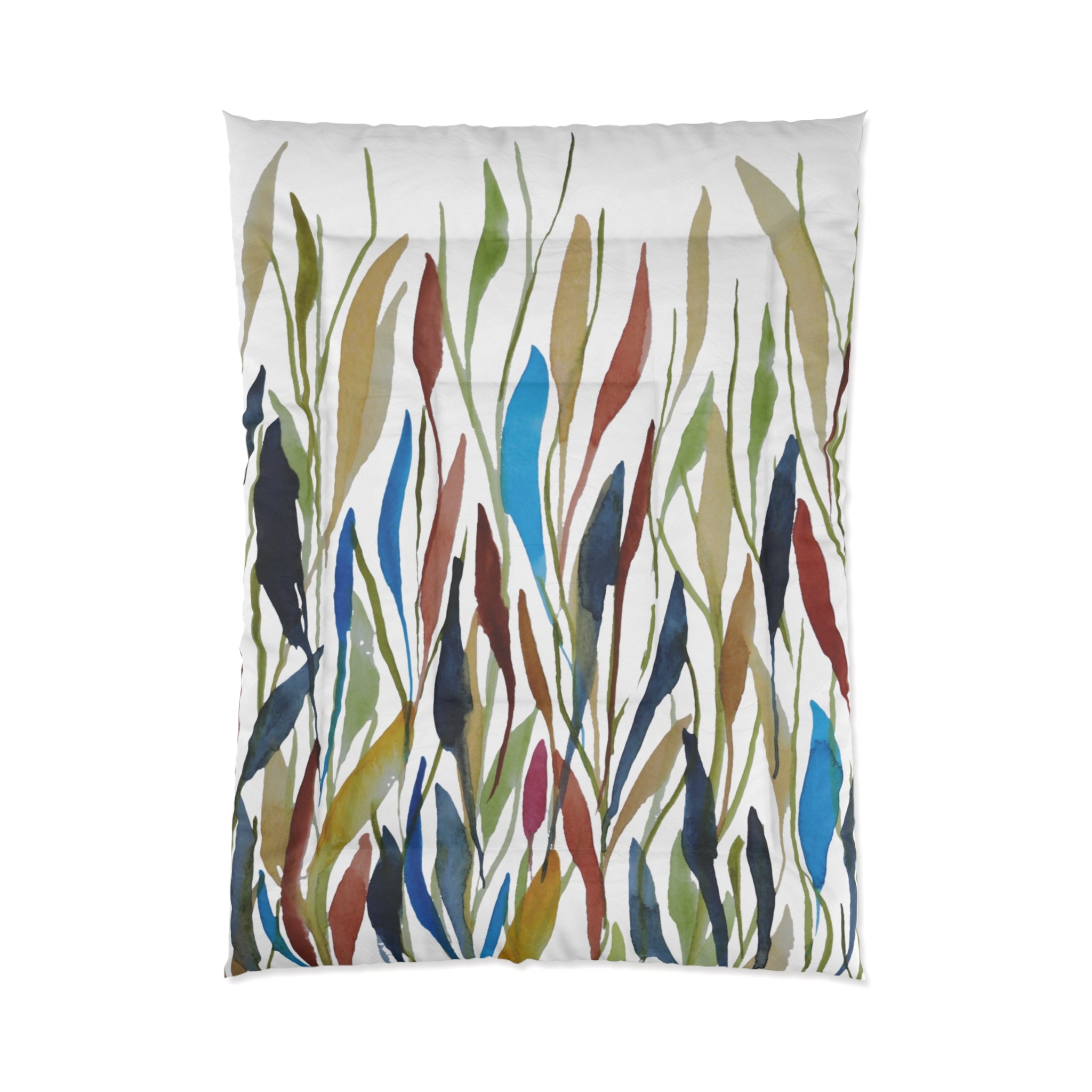 Modern Leaves Print on Comforter | Botanical Bedding | Abstract Foliage Design