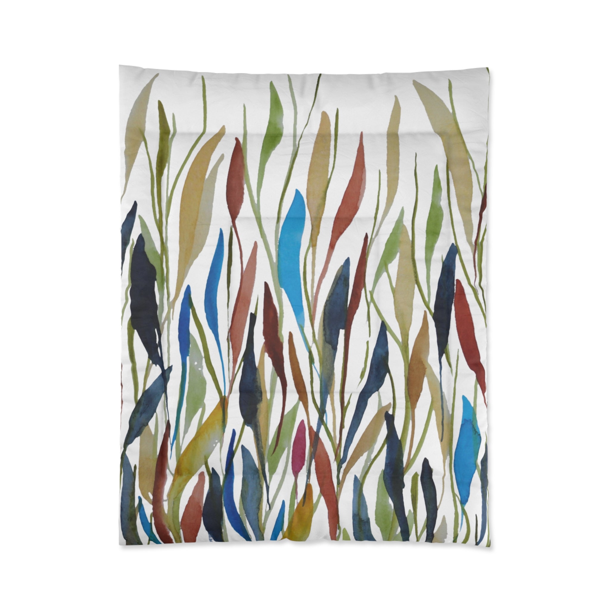 Modern Leaves Print on Comforter | Botanical Bedding | Abstract Foliage Design