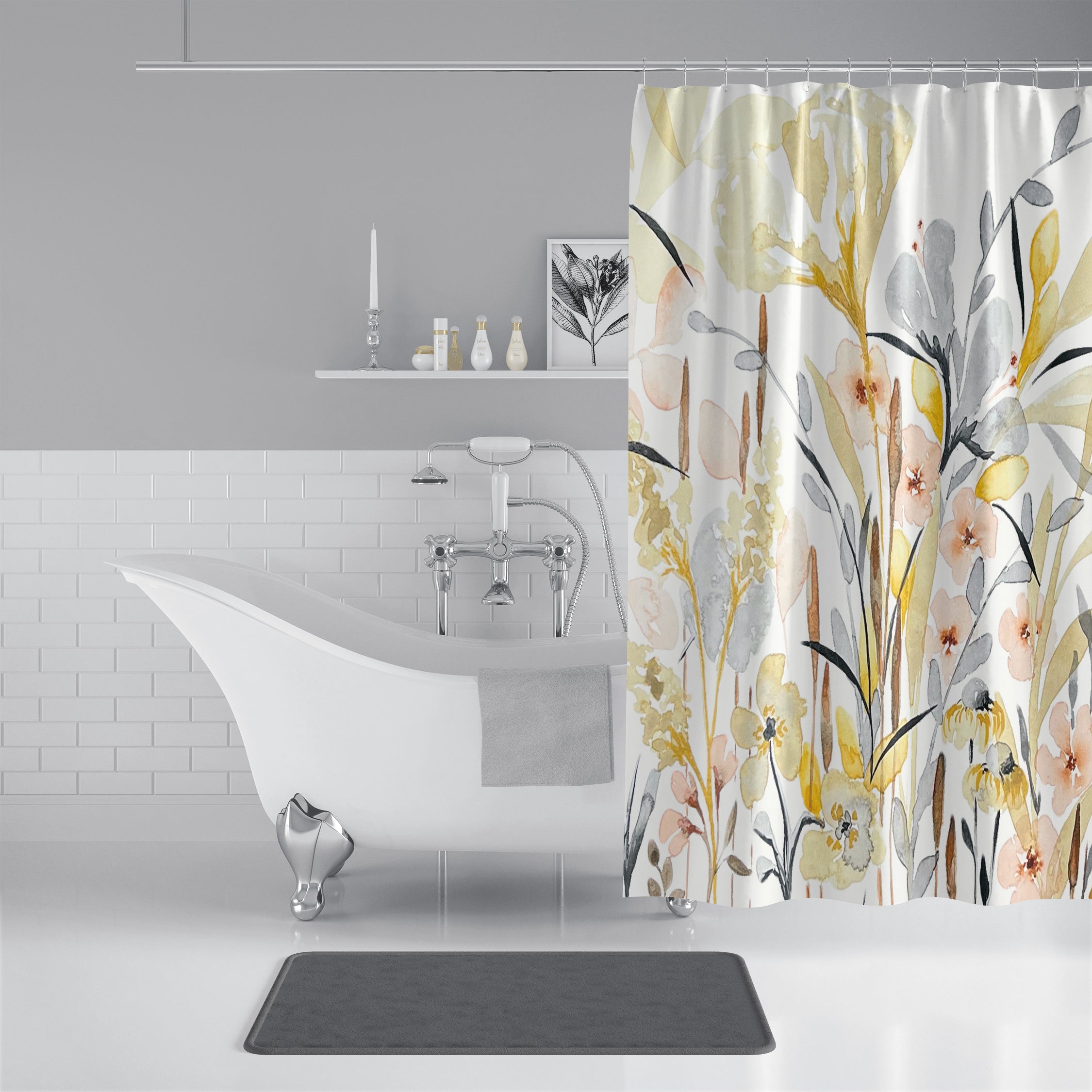 Soflora Botanical Garden Print on Shower Curtain